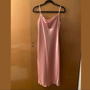 Bebe Satin MIDI Cowl Neck Slip Dress NWT